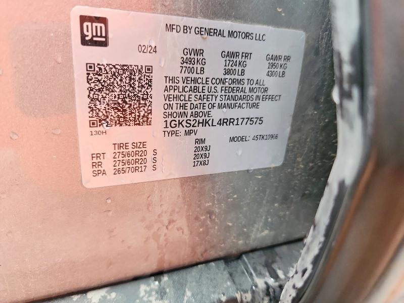 2024 Gmc Yukon Xl მანქანა იყიდება აუქციონზე, vin: 1GKS2HKL4RR177575, აუქციონის ნომერი: 55040306