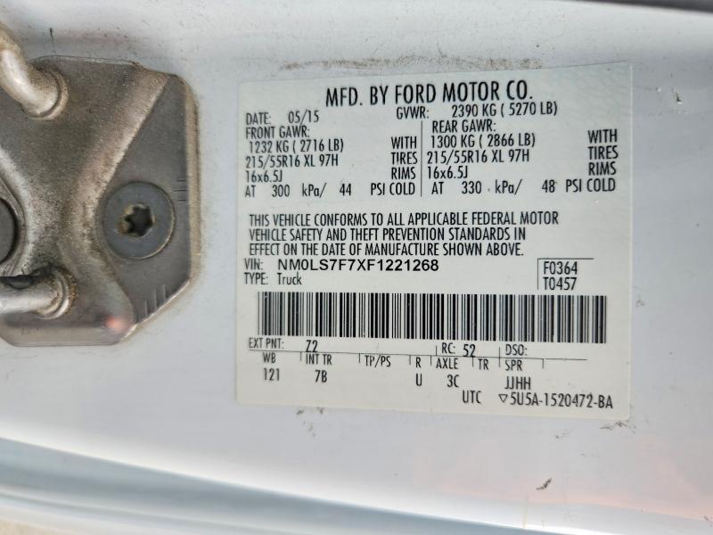 2015 Ford Transit Connect მანქანა იყიდება აუქციონზე, vin: NM0LS7F7XF1221268, აუქციონის ნომერი: 58973026