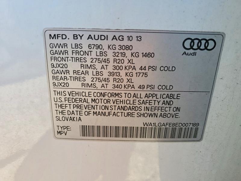 2014 Audi Q7 მანქანა იყიდება აუქციონზე, vin: WA1LGAFE8ED007189, აუქციონის ნომერი: 55525636