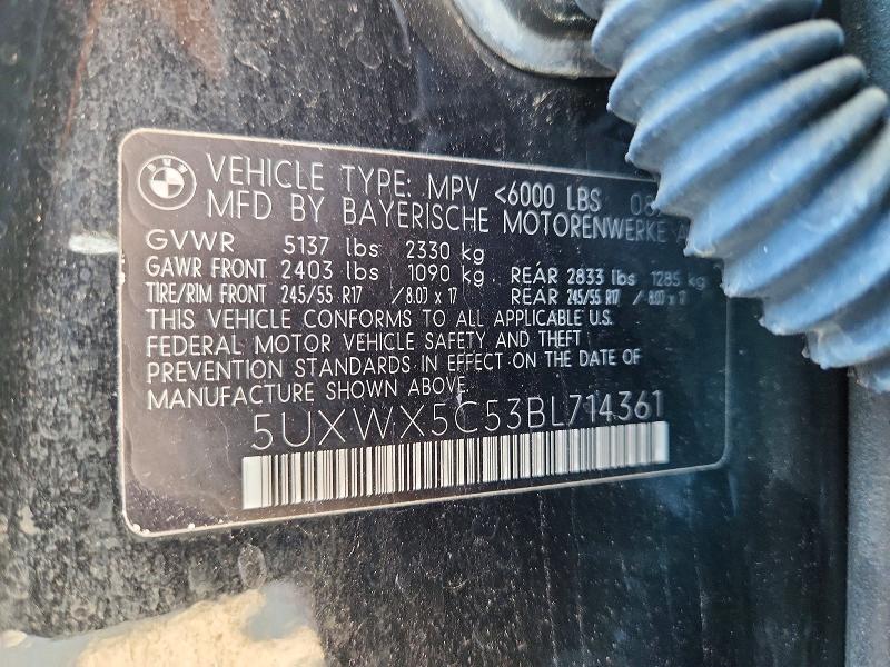 Продажа на аукционе авто 2011 Bmw X3, vin: 5UXWX5C53BL714361, номер лота: 55331326