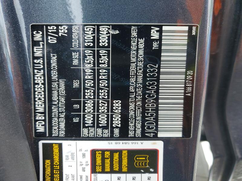Aukcja sprzedaży 2016 Mercedes-benz Gle, vin: 4JGDA5HB9GA631332, numer aukcji: 56166896