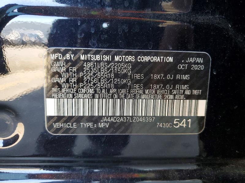 Aukcja sprzedaży 2020 Mitsubishi Outlander, vin: JA4AD2A37LZ046397, numer aukcji: 57567556