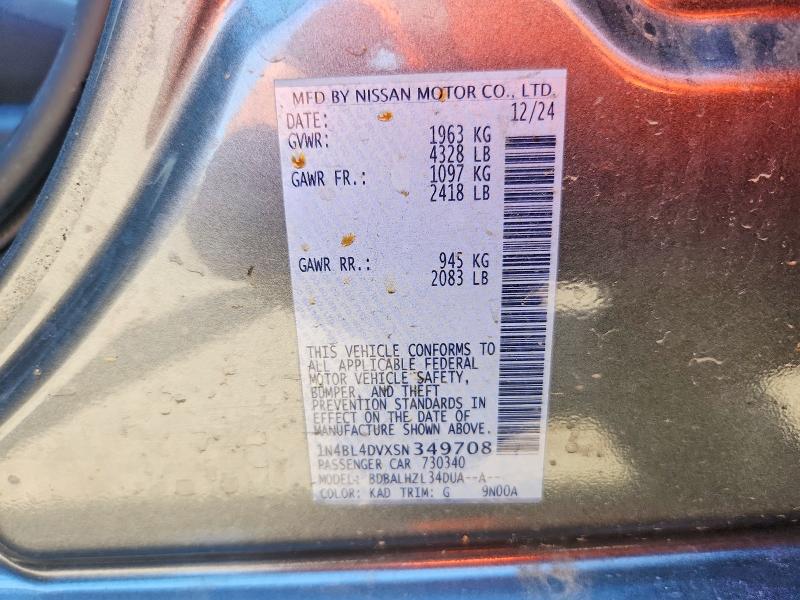 Продажа на аукционе авто 2025 Nissan Altima, vin: 1N4BL4DVXSN349708, номер лота: 56485156