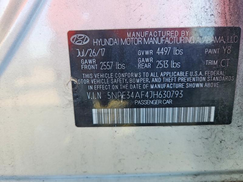2018 Hyundai Sonata მანქანა იყიდება აუქციონზე, vin: 5NPE34AF4JH630793, აუქციონის ნომერი: 58745746
