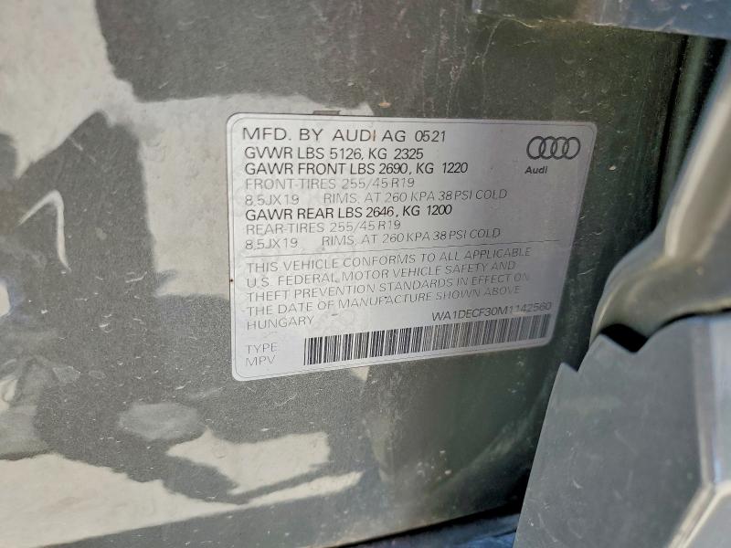 55675566 :رقم المزاد ، WA1DECF30M1142560 vin ، 2021 Audi Q3 مزاد بيع