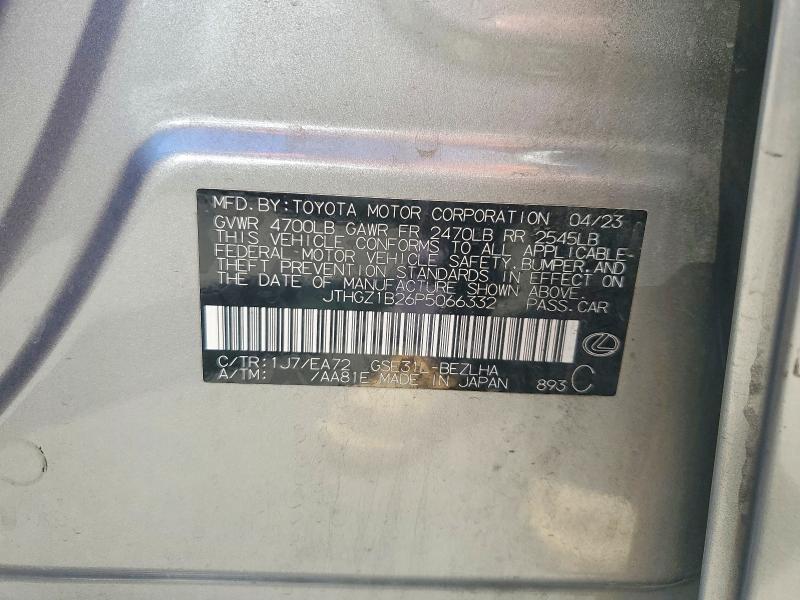 58650246 :رقم المزاد ، JTHGZ1B26P5066332 vin ، 2023 Lexus Is 350 مزاد بيع