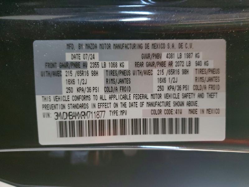 57715976 :رقم المزاد ، 3MVDMBAMXRM711877 vin ، 2024 Mazda Cx-30 مزاد بيع