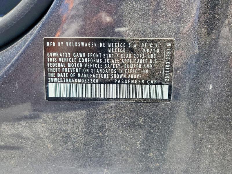 58631966 :رقم المزاد ، 3VWC57BU5KM053300 vin ، 2019 Volkswagen Jetta مزاد بيع