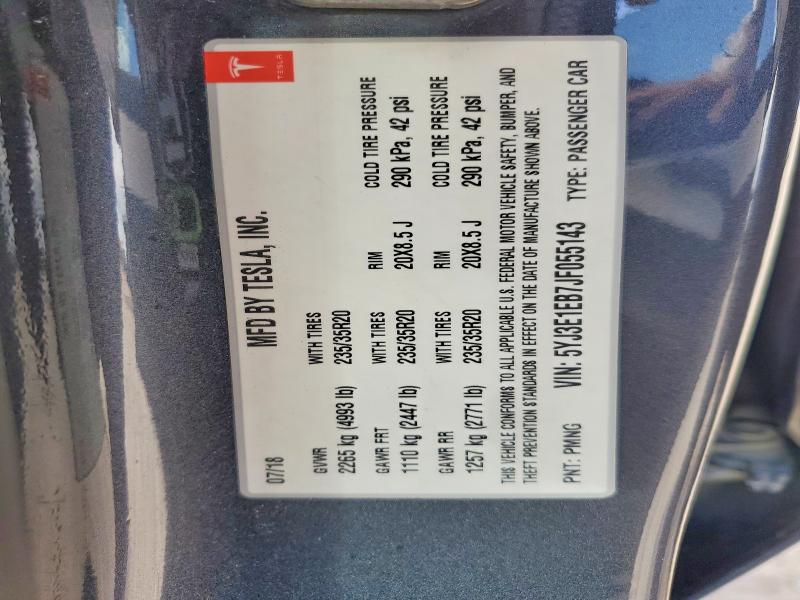 Продаж на аукціоні авто 2018 Tesla Model 3, vin: 5YJ3E1EB7JF055143, номер лоту: 57190656