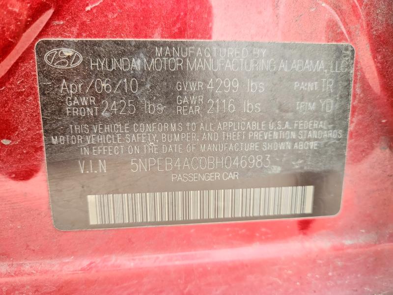 56333326 :رقم المزاد ، 5NPEB4AC0BH046983 vin ، 2011 Hyundai Sonata مزاد بيع