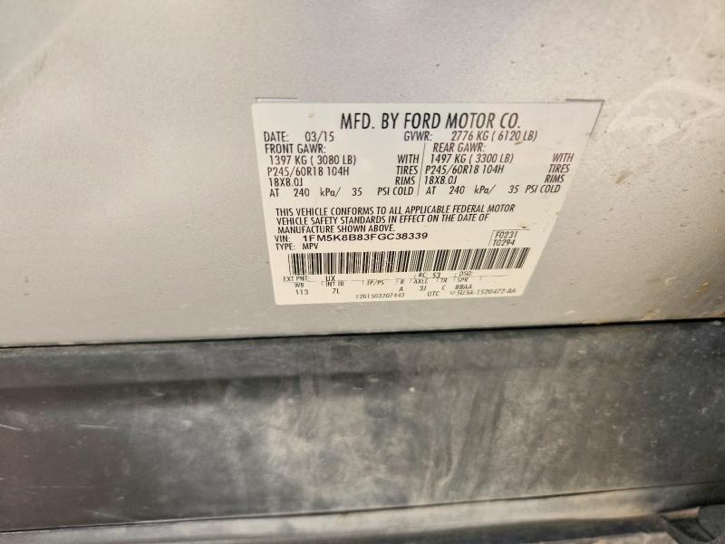 2015 Ford Explorer მანქანა იყიდება აუქციონზე, vin: 1FM5K8B83FGC38339, აუქციონის ნომერი: 56314456