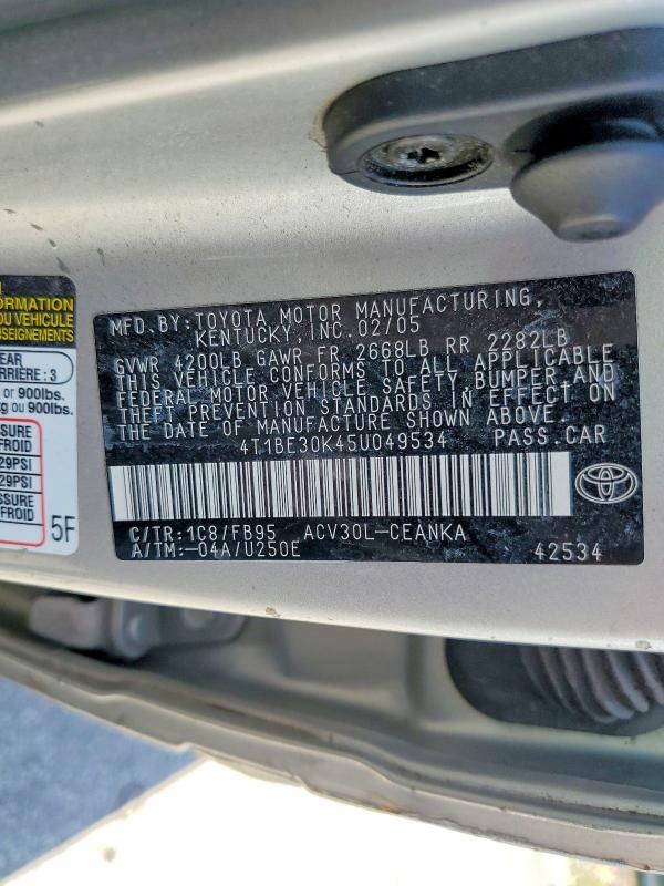 Aukcja sprzedaży 2005 Toyota Camry, vin: 4T1BE30K45U049534, numer aukcji: 56399486
