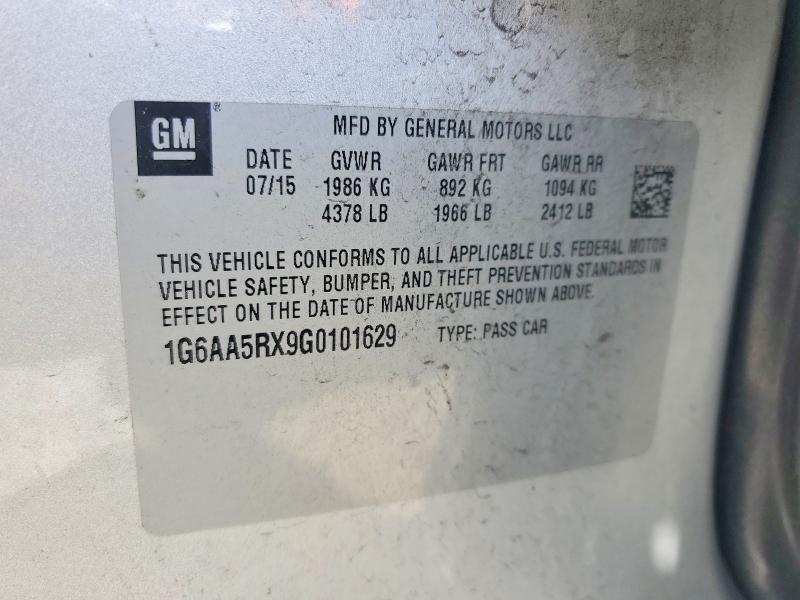 Auction sale of the 2016 Cadillac Ats, vin: 1G6AA5RX9G0101629, lot number: 55897316
