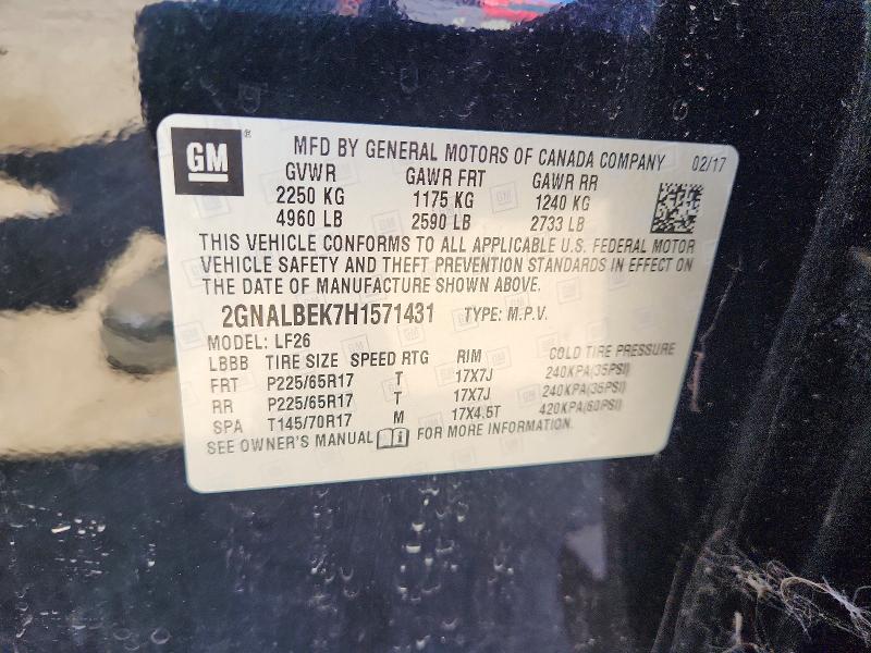 2017 Chevrolet Equinox მანქანა იყიდება აუქციონზე, vin: 2GNALBEK7H1571431, აუქციონის ნომერი: 57384636
