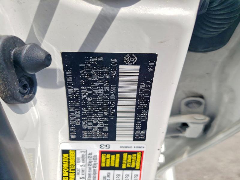 2020 Toyota Camry მანქანა იყიდება აუქციონზე, vin: 4T1KZ1AK7LU045501, აუქციონის ნომერი: 57431046