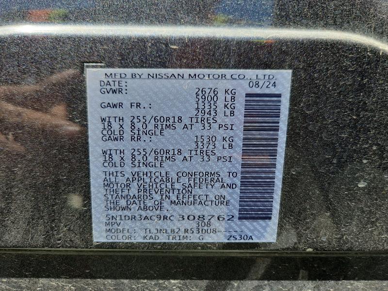 56854856 :رقم المزاد ، 5N1DR3AC9RC308762 vin ، 2024 Nissan Pathfinder مزاد بيع
