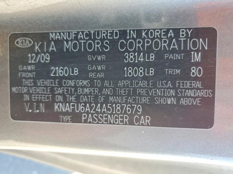 Aukcja sprzedaży 2010 Kia Forte, vin: KNAFU6A24A5187679, numer aukcji: 57364056