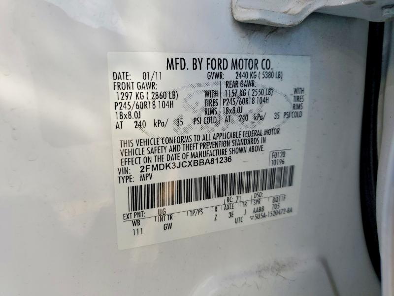 Продажа на аукционе авто 2011 Ford Edge, vin: 2FMDK3JCXBBA81236, номер лота: 57926236