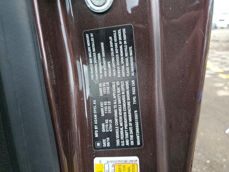 57660216 :رقم المزاد ، W04WT3N55GG155078 vin ، 2016 Buick Cascada مزاد بيع