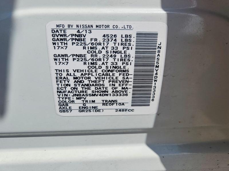 Продаж на аукціоні авто 2013 Nissan Rogue, vin: JN8AS5MV4DW133336, номер лоту: 58958016