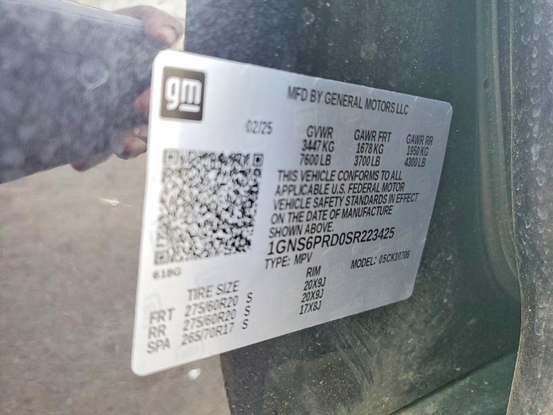 56176586 :رقم المزاد ، 1GNS6PRD0SR223425 vin ، 2025 Chevrolet Tahoe مزاد بيع