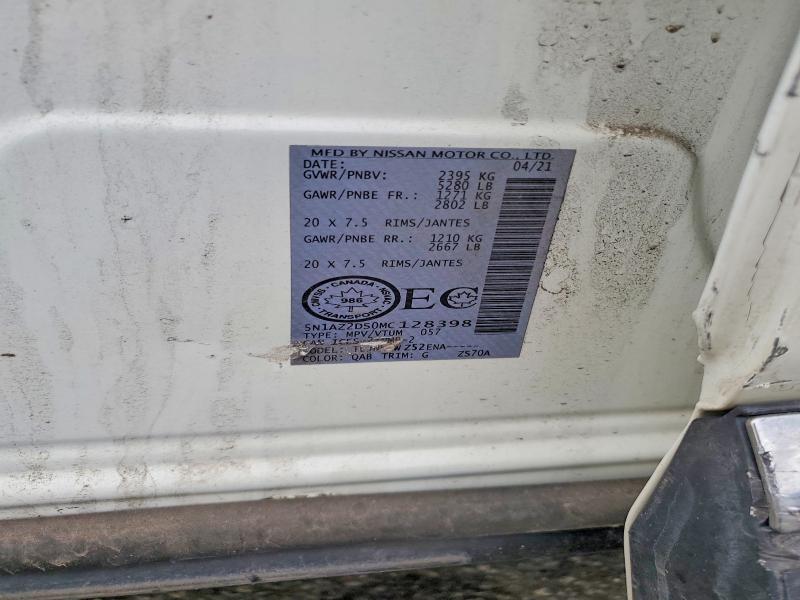 2021 Nissan Murano მანქანა იყიდება აუქციონზე, vin: 5N1AZ2DS0MC128398, აუქციონის ნომერი: 57924976