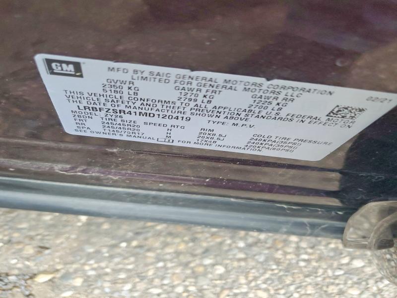Продажа на аукционе авто 2021 Buick Envision, vin: LRBFZSR41MD120419, номер лота: 58610216