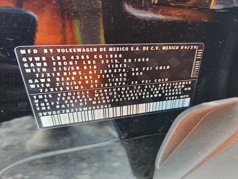 57922676 :رقم المزاد ، 3VVSC7B21SM055842 vin ، 2025 Volkswagen Taos مزاد بيع