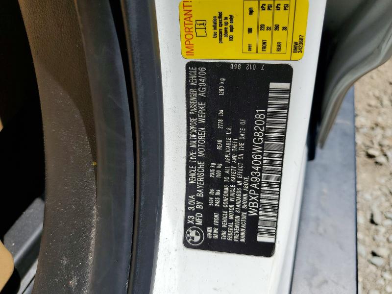 Продажа на аукционе авто 2006 Bmw X3, vin: WBXPA93406WG82081, номер лота: 56689196