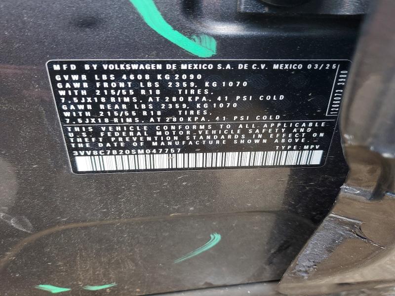 Продаж на аукціоні авто 2025 Volkswagen Taos, vin: 3VV8C7B20SM047757, номер лоту: 54893516