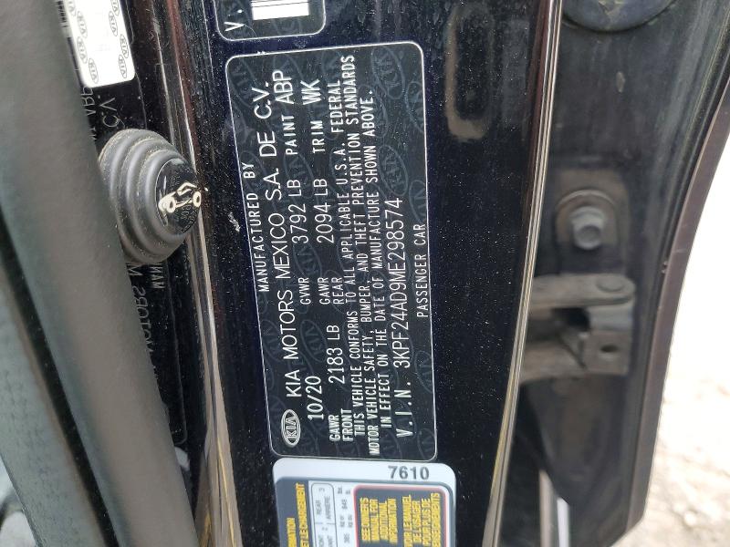 Aukcja sprzedaży 2021 Kia Forte, vin: 3KPF24AD9ME298574, numer aukcji: 58401916