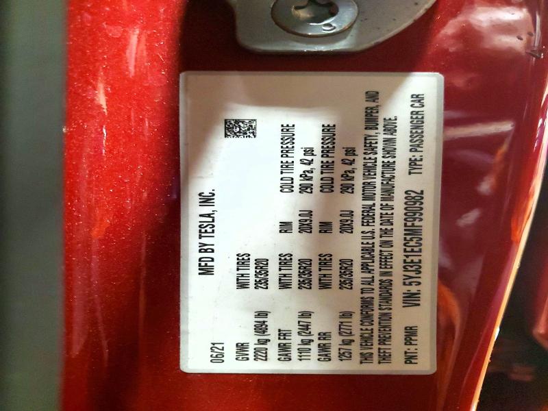 Продажа на аукционе авто 2021 Tesla Model 3, vin: 5YJ3E1EC5MF990982, номер лота: 58918966