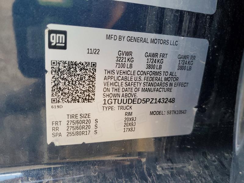 2023 Gmc Sierra მანქანა იყიდება აუქციონზე, vin: 1GTUUDED5PZ143248, აუქციონის ნომერი: 55739946