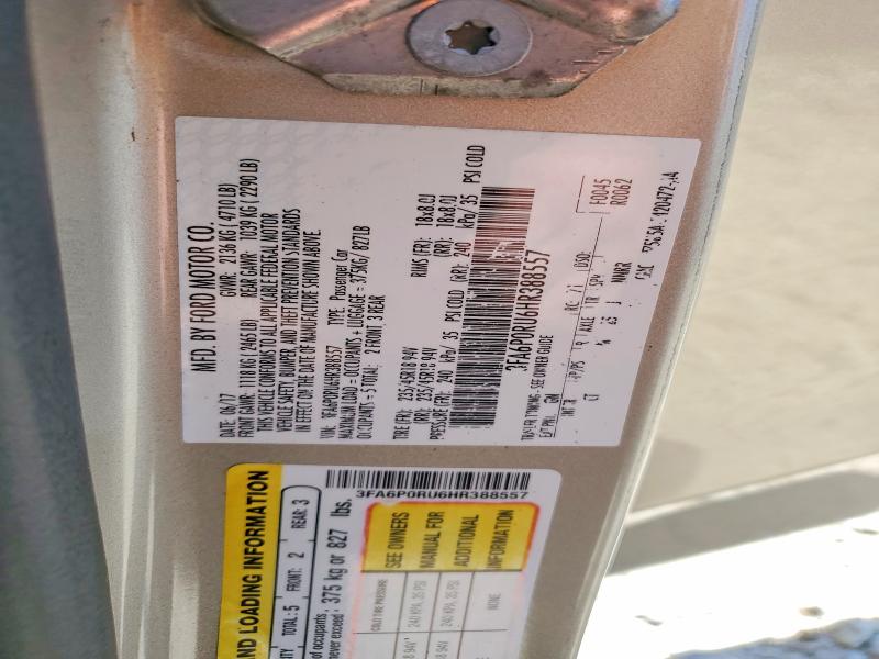 Продажа на аукционе авто 2017 Ford Fusion, vin: 3FA6P0RU6HR388557, номер лота: 56403216