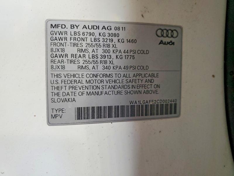 Продаж на аукціоні авто 2012 Audi Q7, vin: WA1LGAFE2CD002440, номер лоту: 57847066
