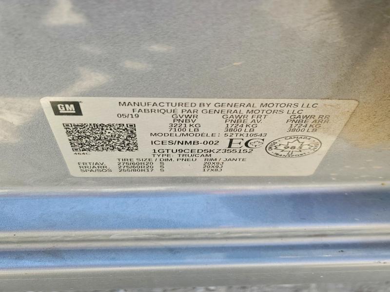 Продажа на аукционе авто 2019 Gmc Sierra, vin: 1GTU9CED5KZ355152, номер лота: 58894696
