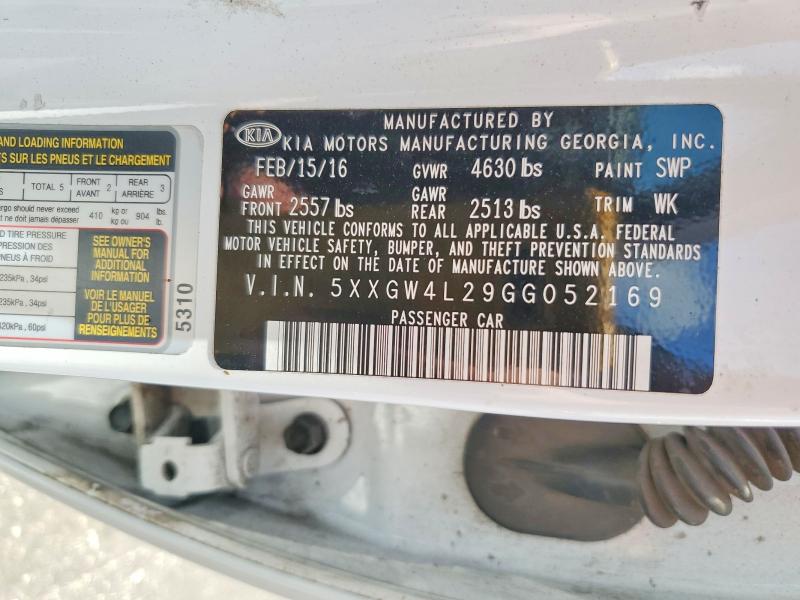 Продажа на аукционе авто 2016 Kia Optima, vin: 5XXGW4L29GG052169, номер лота: 58300496