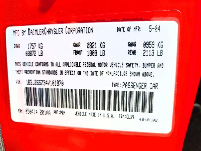 2004 Dodge Viper მანქანა იყიდება აუქციონზე, vin: 1B3JZ65Z34V101970, აუქციონის ნომერი: 58789806