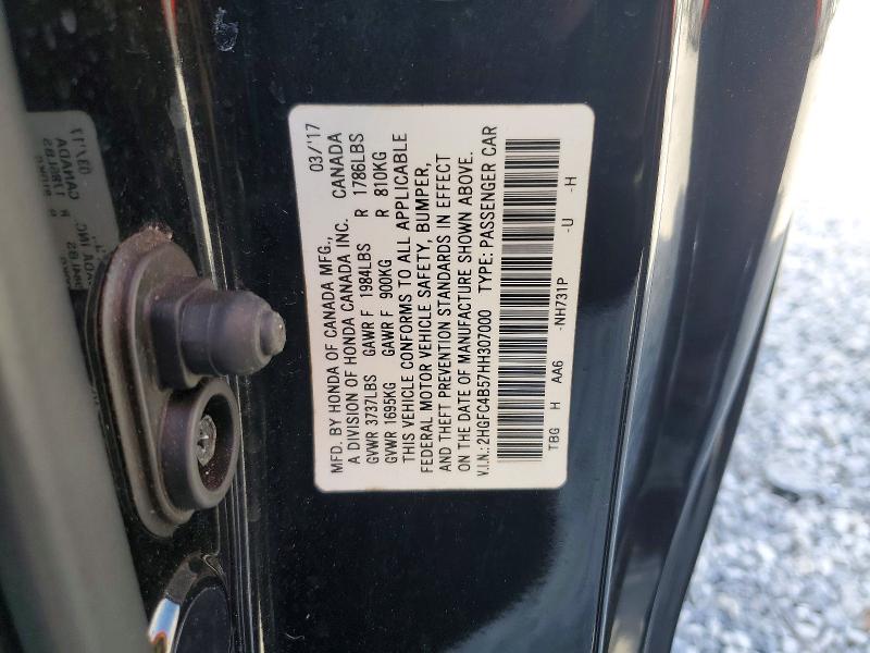 Продаж на аукціоні авто 2017 Honda Civic, vin: 2HGFC4B57HH307000, номер лоту: 57621256