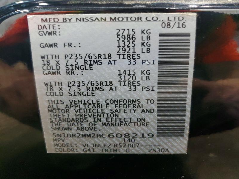56699216 :رقم المزاد ، 5N1DR2MM2HC608219 vin ، 2017 Nissan Path Finde مزاد بيع