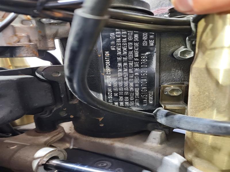 57518856 :رقم المزاد ، JS1GN7CA152107884 vin ، 2005 Suzuki Gsx-r600 مزاد بيع