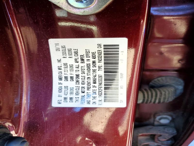 2017 Honda Accord მანქანა იყიდება აუქციონზე, vin: 1HGCR2F87HA055287, აუქციონის ნომერი: 55825256