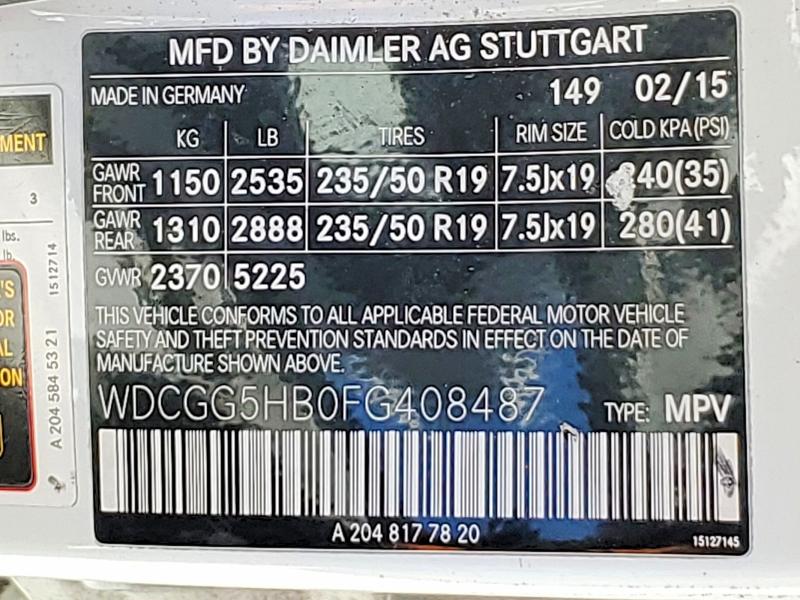 Aukcja sprzedaży 2015 Mercedes-benz Glk, vin: WDCGG5HB0FG408487, numer aukcji: 58801396