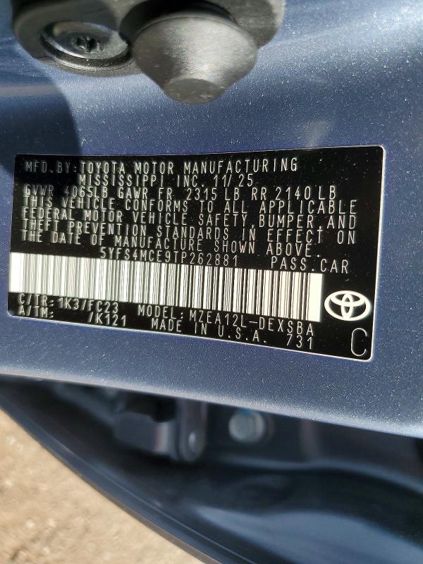 Auction sale of the 2026 Toyota Corolla, vin: 5YFS4MCE9TP262881, lot number: 57550326