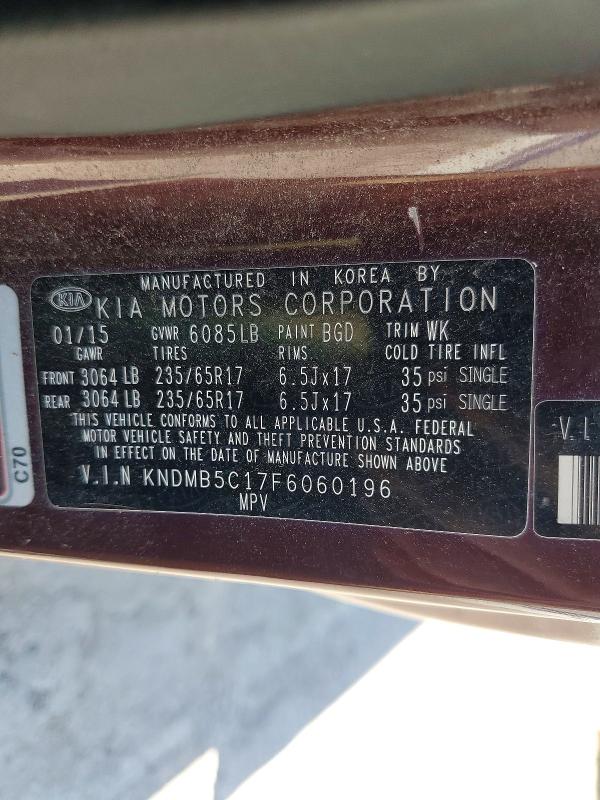 Aukcja sprzedaży 2015 Kia Sedona, vin: KNDMB5C17F6060196, numer aukcji: 55872486