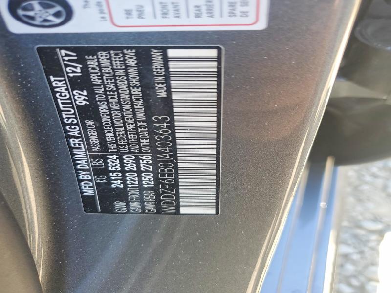 58646576 :رقم المزاد ، WDDZF6EB0JA403643 vin ، 2018 Mercedes-benz E مزاد بيع