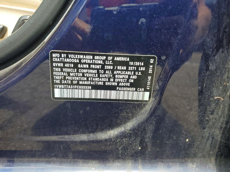 Продаж на аукціоні авто 2015 Volkswagen Passat, vin: 1VWBT7A31FC033336, номер лоту: 58825466