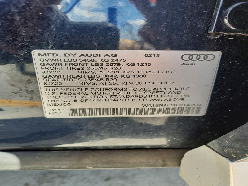 Продажа на аукционе авто 2018 Audi Q5, vin: WA1BNAFY6J2143533, номер лота: 57412136