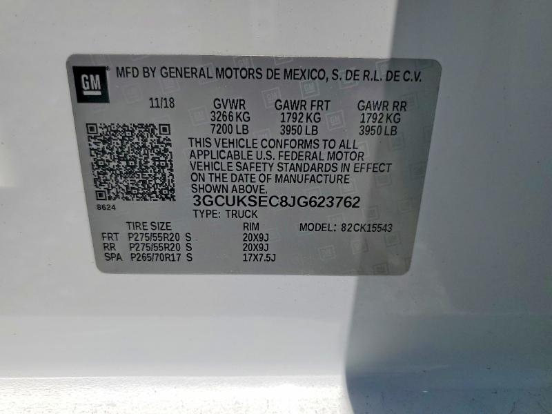 55729666 :رقم المزاد ، 3GCUKSEC8JG623762 vin ، 2018 Chevrolet Silverado مزاد بيع