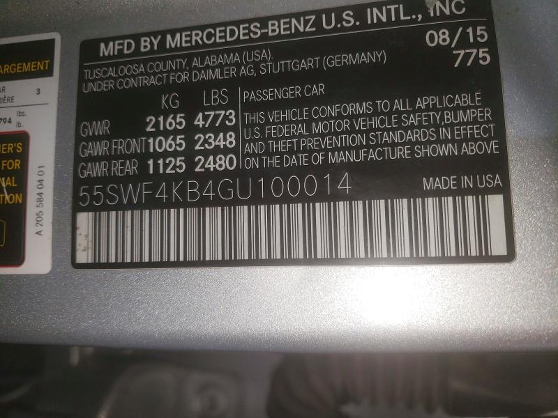 Aukcja sprzedaży 2016 Mercedes-benz C, vin: 55SWF4KB4GU100014, numer aukcji: 56488076